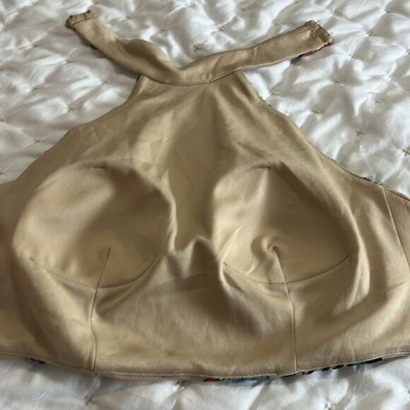 Social Code Halter Crop Top Size 1 Multicolor Sequins Floral Sparkle - Picture 5 of 8